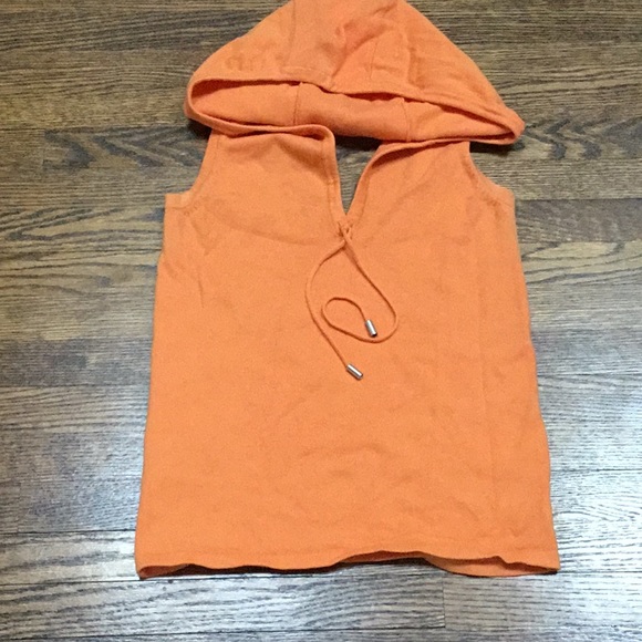 Mango Orange Sleeveless Open Back Hoodie - Picture 1 of 8